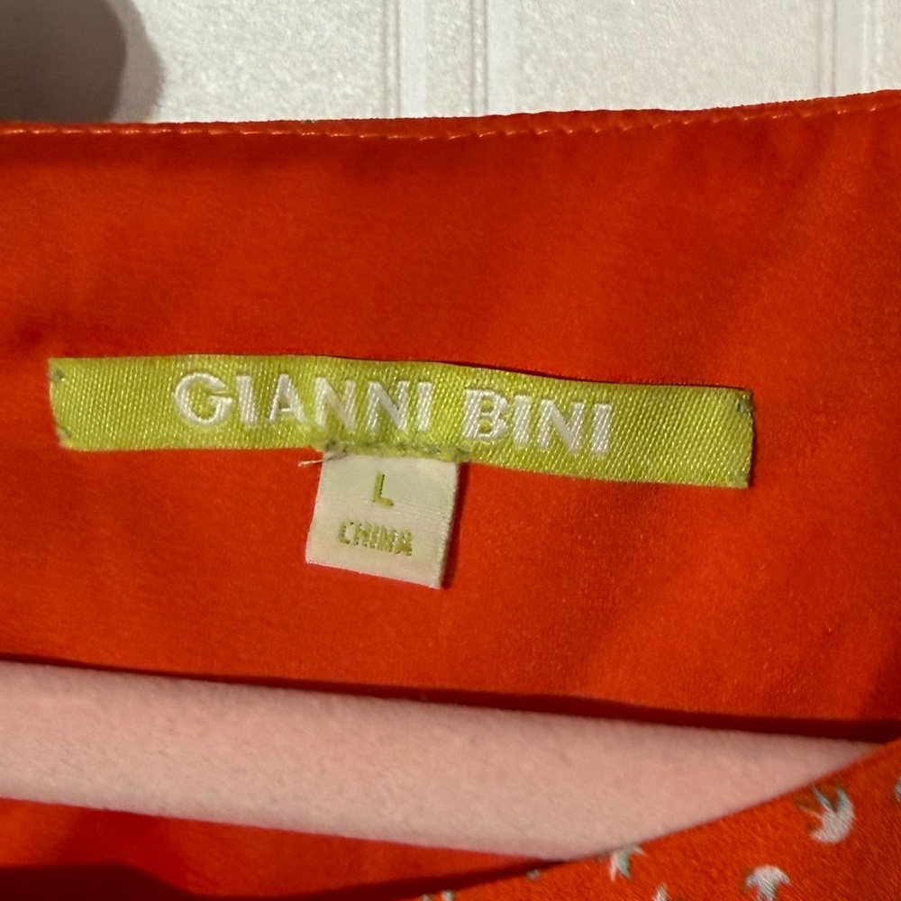 Gianni Bini Orange Floral Mini Dress Sz L - Picture 6 of 7